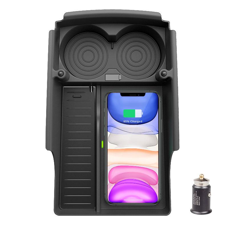 T-Box Wireless Phone Charging Organizer with Cup Holder For Tesla Model S X