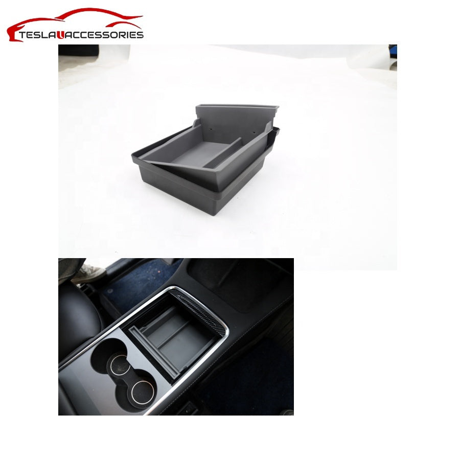 TPE ABS Center Console Double Layer Tray Storage box For Tesla Model 3 Y