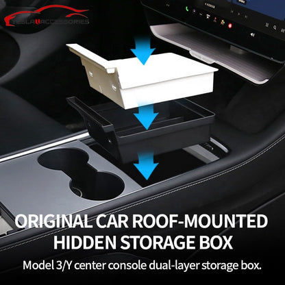 TPE ABS Center Console Double Layer Tray Storage box For Tesla Model 3 Y