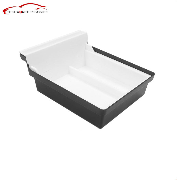 TPE ABS Center Console Double Layer Tray Storage box For Tesla Model 3 Y White