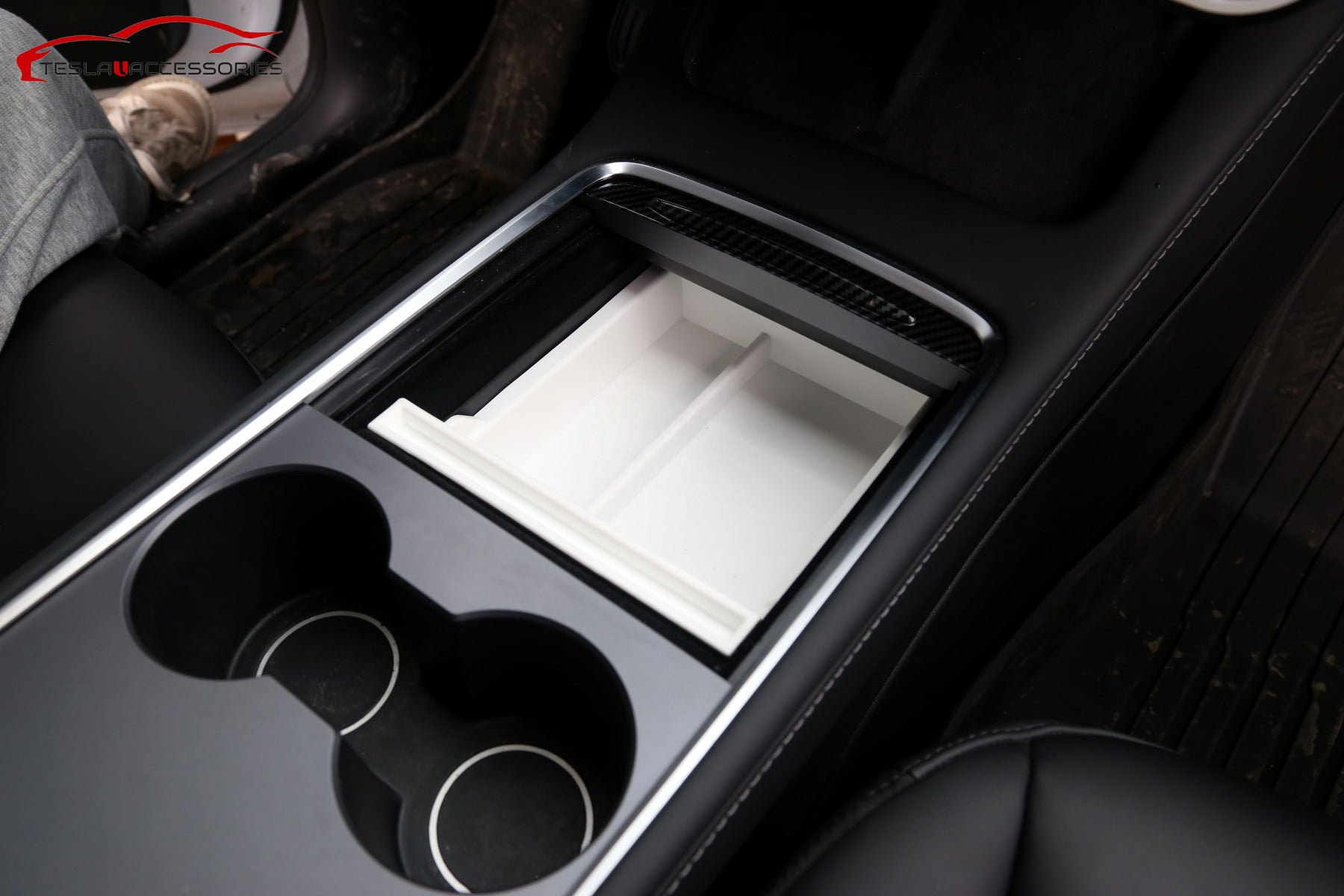TPE ABS Center Console Double Layer Tray Storage box For Tesla Model 3 Y
