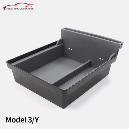 TPE ABS Center Console Double Layer Tray Storage box For Tesla Model 3 Y Black