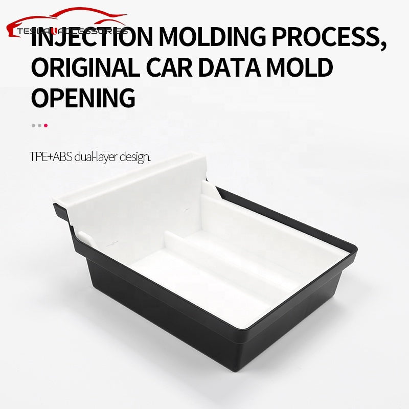 TPE ABS Center Console Double Layer Tray Storage box For Tesla Model 3 Y