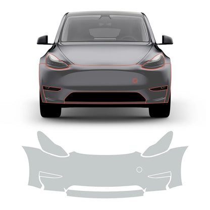 Glossy TPU Invisible Full Car Paint Protection Film (PPF) for Tesla Model Y (2020-2024) Set 1 - Front Bumper Kit (7 Pcs)
