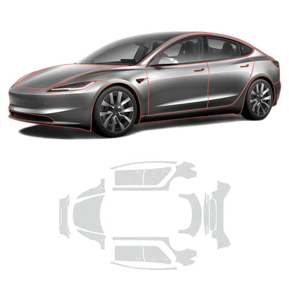 Glossy TPU Invisible Full Car Paint Protection Film (PPF) for Tesla Model 3 Highland 2024+ Set 6 - Full Kit (Complete Set)