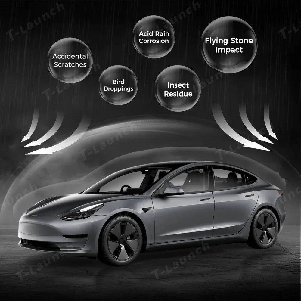 Glossy TPU Invisible Full Car Paint Protection Film (PPF) for Tesla Model 3 (2020-2023)