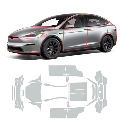 Glossy TPU Invisible Full Car Paint Protection Film (PPF) for Tesla Model X (2022-2024) Set 6 - Full Kit (Complete Set)