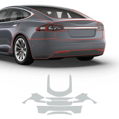 Glossy TPU Invisible Full Car Paint Protection Film (PPF) for Tesla Model S (2016-2020) Set 4 - Rear Kit (7 Pcs)