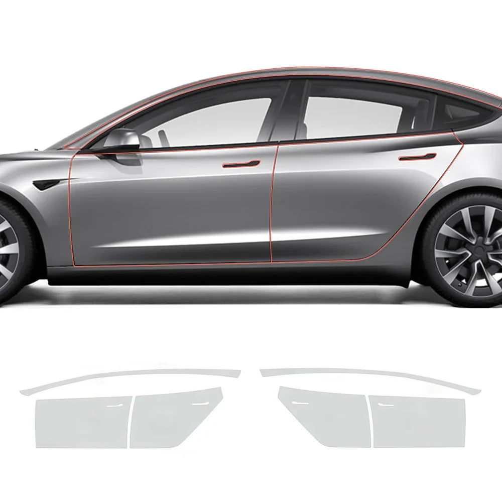 Glossy TPU Invisible Full Car Paint Protection Film (PPF) for Tesla Model 3 Highland 2024+ Set 3 - Door Kit (6 Pcs)