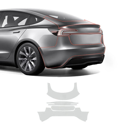 Glossy TPU Invisible Full Car Paint Protection Film (PPF) for Tesla Model 3 Highland 2024+ Set 5 - Rear Kit (4 Pcs)