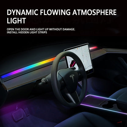 Tesla Model 3/Y 2021-2023 Interior Chasing Led Light Strips - Dashboard, Console, And Rear Vent/Charge Platform