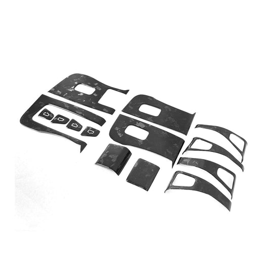 Tesla Model 3/Y Forged Carbon Fiber Door Window Switch Panel Covers (14PCS)