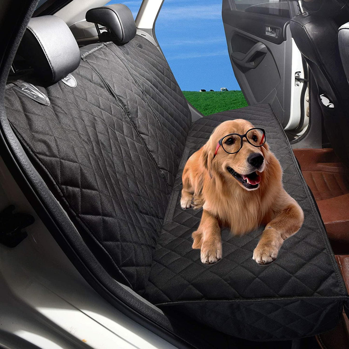 Tesla Model 3/Y/S/X Waterproof Dog Seat Cover Car Pet Mat with Double Zipper