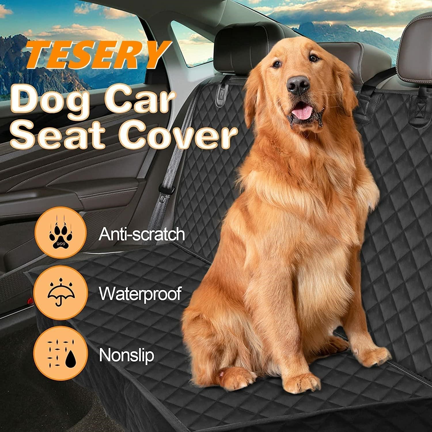 Tesla Model 3/Y/S/X Waterproof Dog Seat Cover Car Pet Mat with Double Zipper