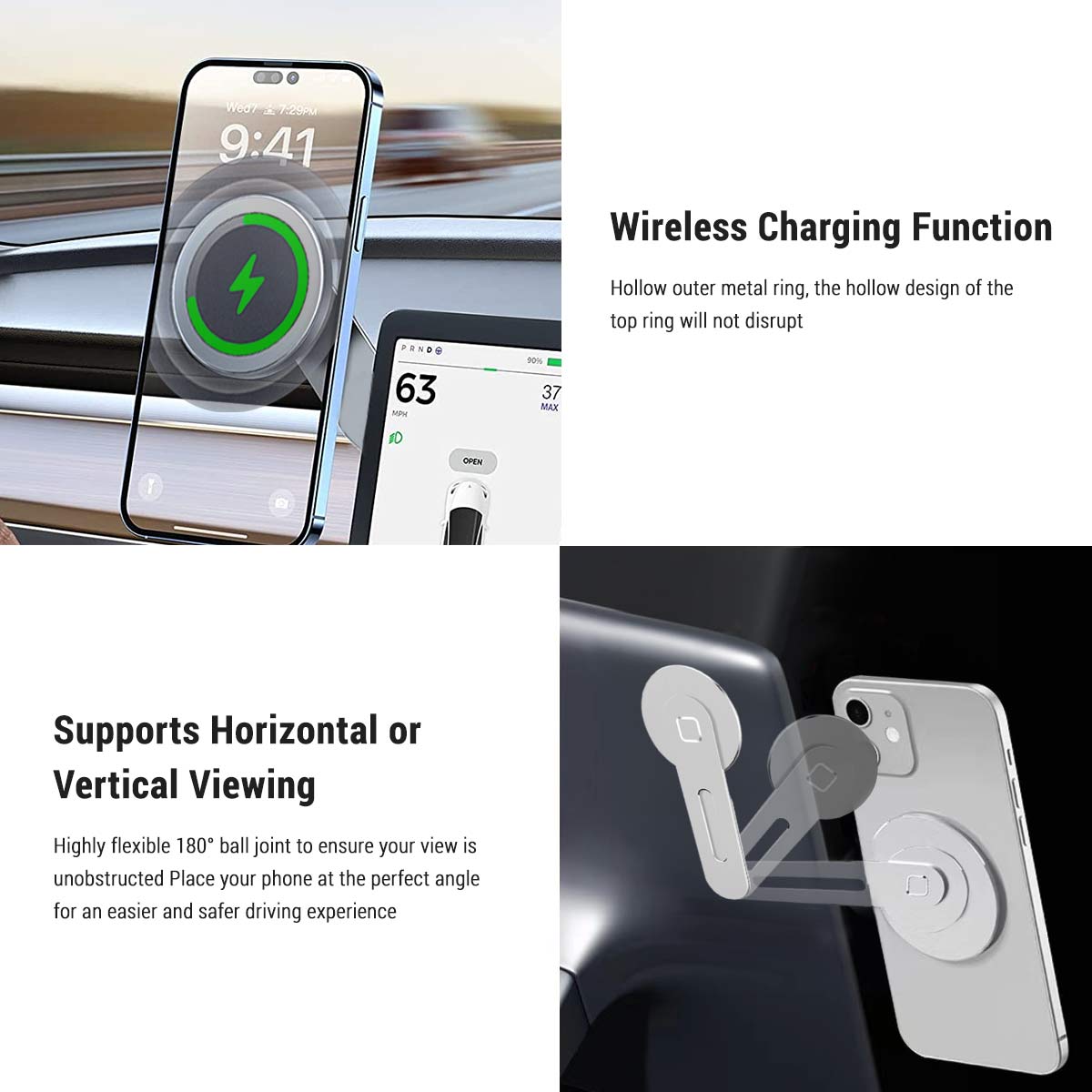 Tesla Model 3 / Y / S / X Wireless Masafe Phone Mount