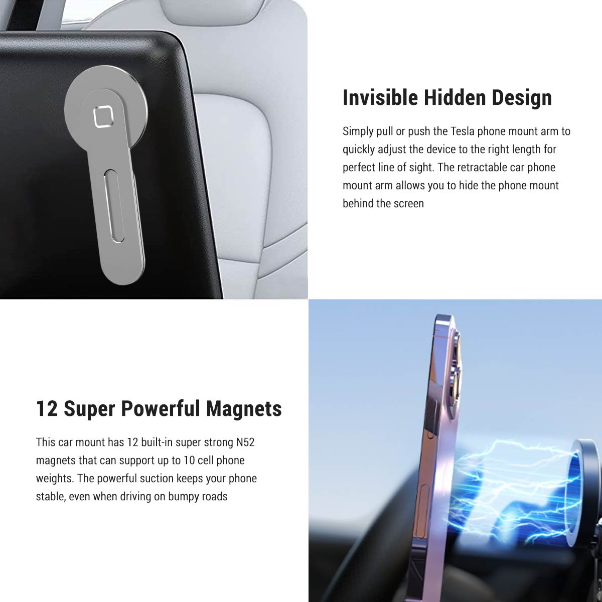 Tesla Model 3 / Y / S / X Wireless Masafe Phone Mount