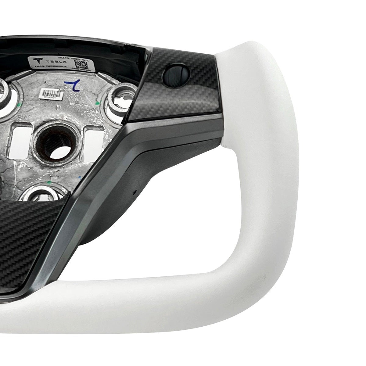 Tesla Model 3 / Y White Leather Yoke Steering Wheel