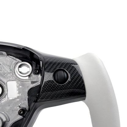 Tesla Model 3 / Y White Leather Yoke Steering Wheel
