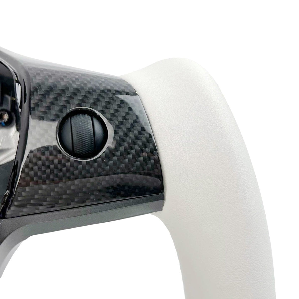 Tesla Model 3 / Y White Leather Yoke Steering Wheel