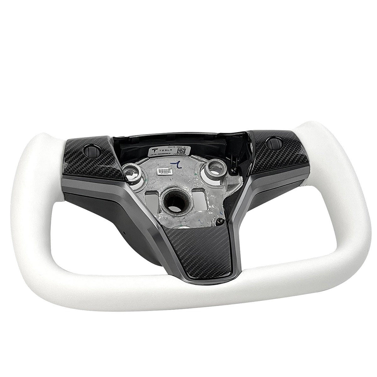 Tesla Model 3 / Y White Leather Yoke Steering Wheel