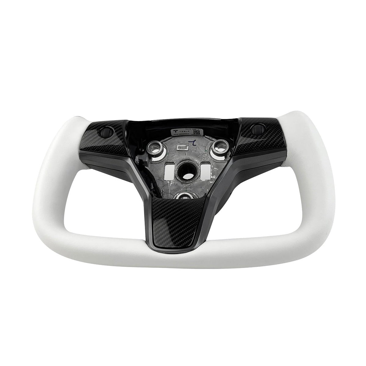 Tesla Model 3 / Y White Leather Yoke Steering Wheel