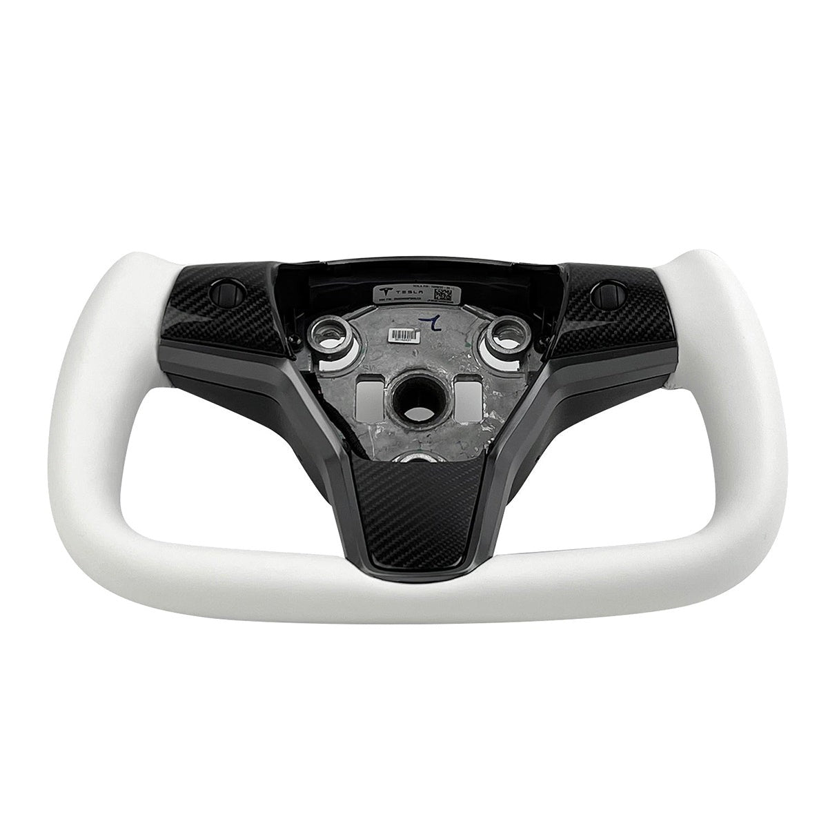 Tesla Model 3 / Y White Leather Yoke Steering Wheel