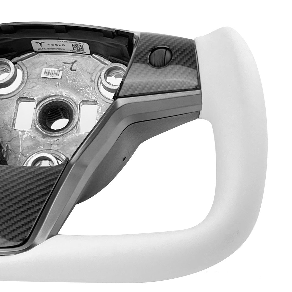 Tesla Model 3 / Y White Leather Yoke Steering Wheel