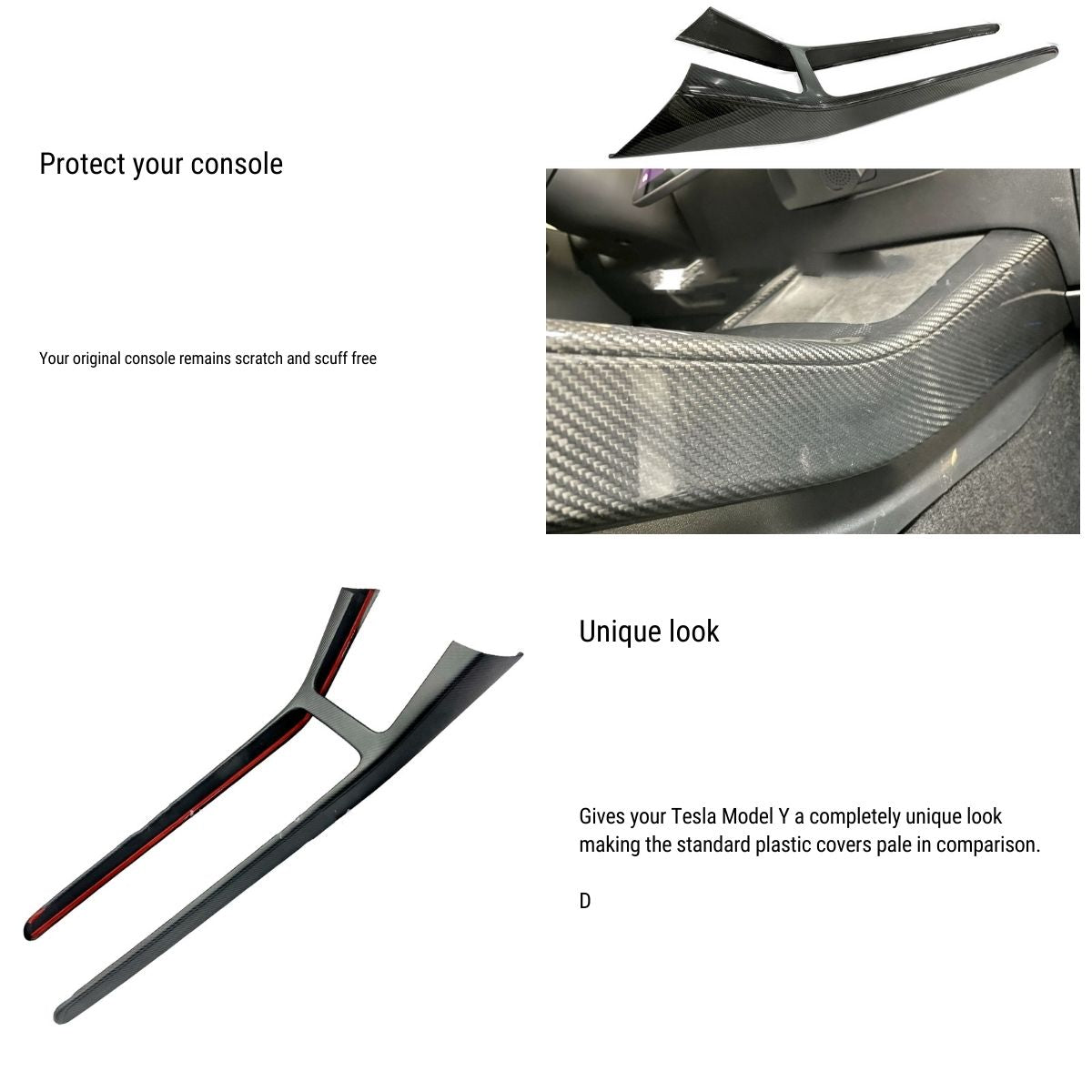 Tesla Model Y Carbon fiber Center console trim panel