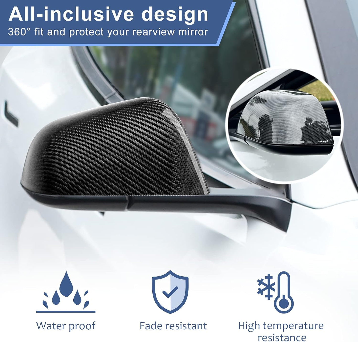 Real Carbon Fibe Side Mirror Cover for Tesla Model 3 (2017-2025)