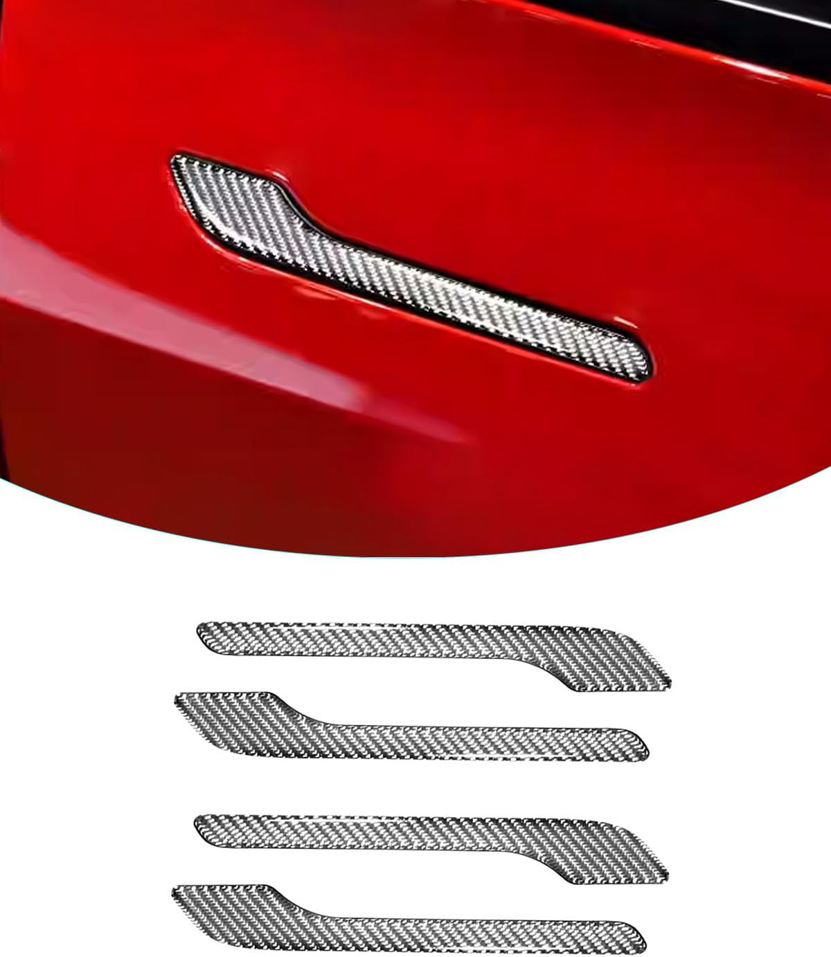 Carbon Fiber Door Handle Cover for Model 3/Y Silver with drip