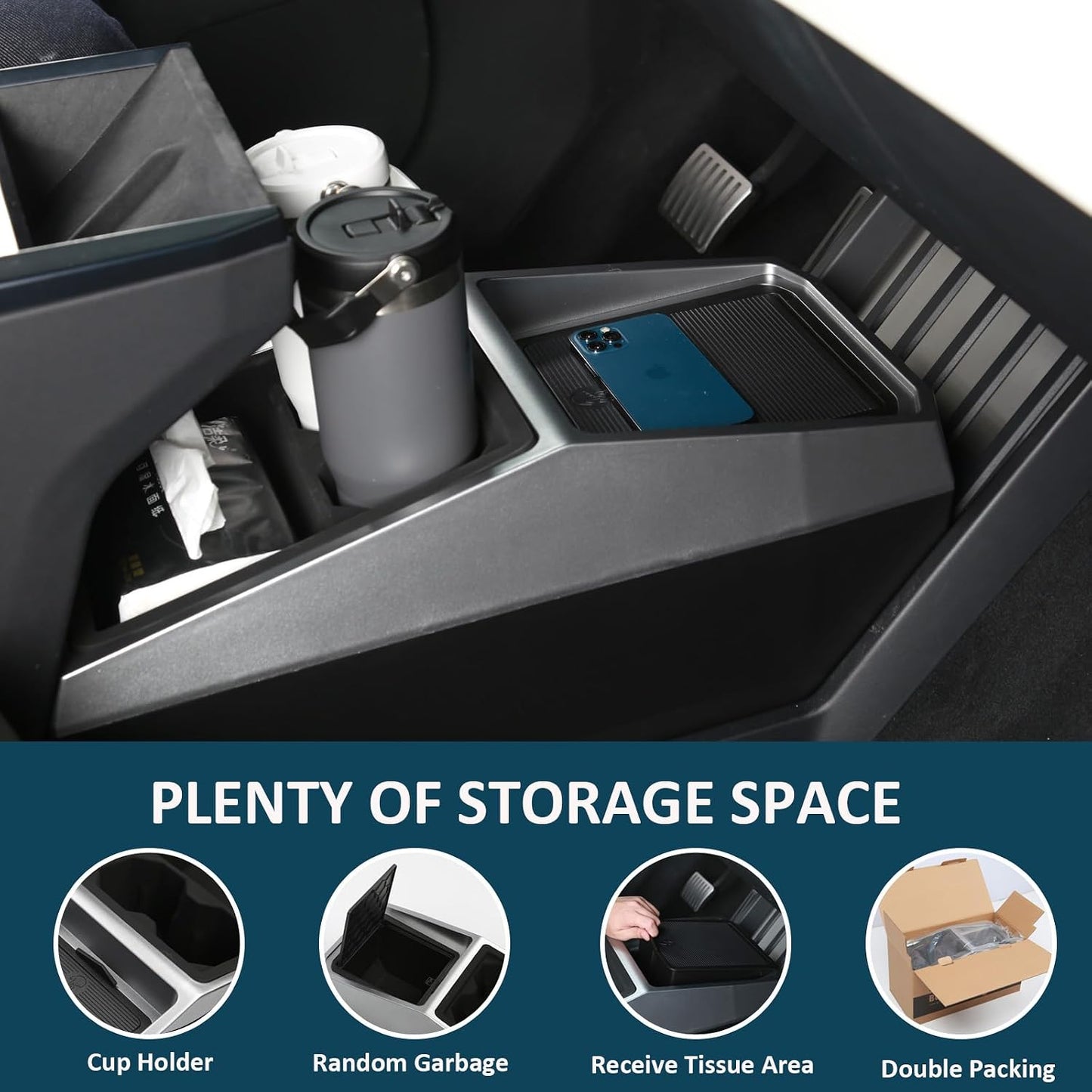 Heart Horse Floor Center Console Organizer for Tesla Cybertruck