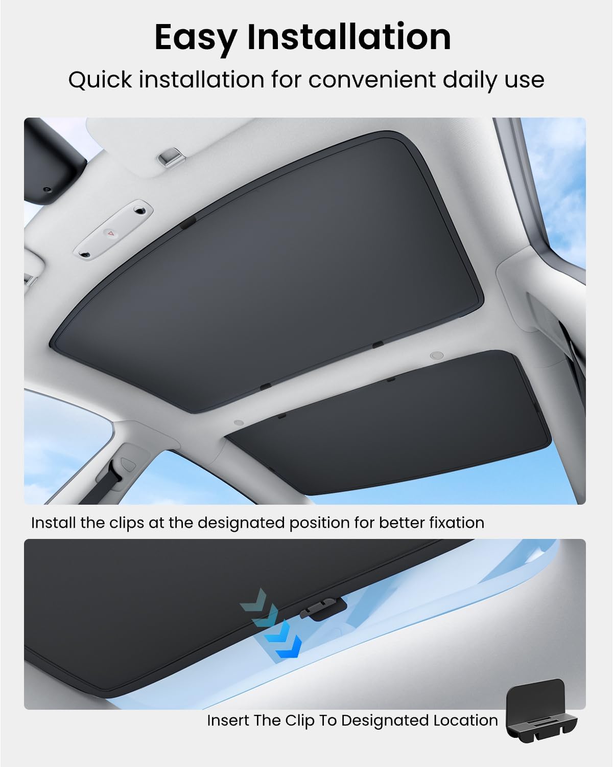 Upgrade Built-in Reflective Sunroof Sunshade for Model Y / Model 3