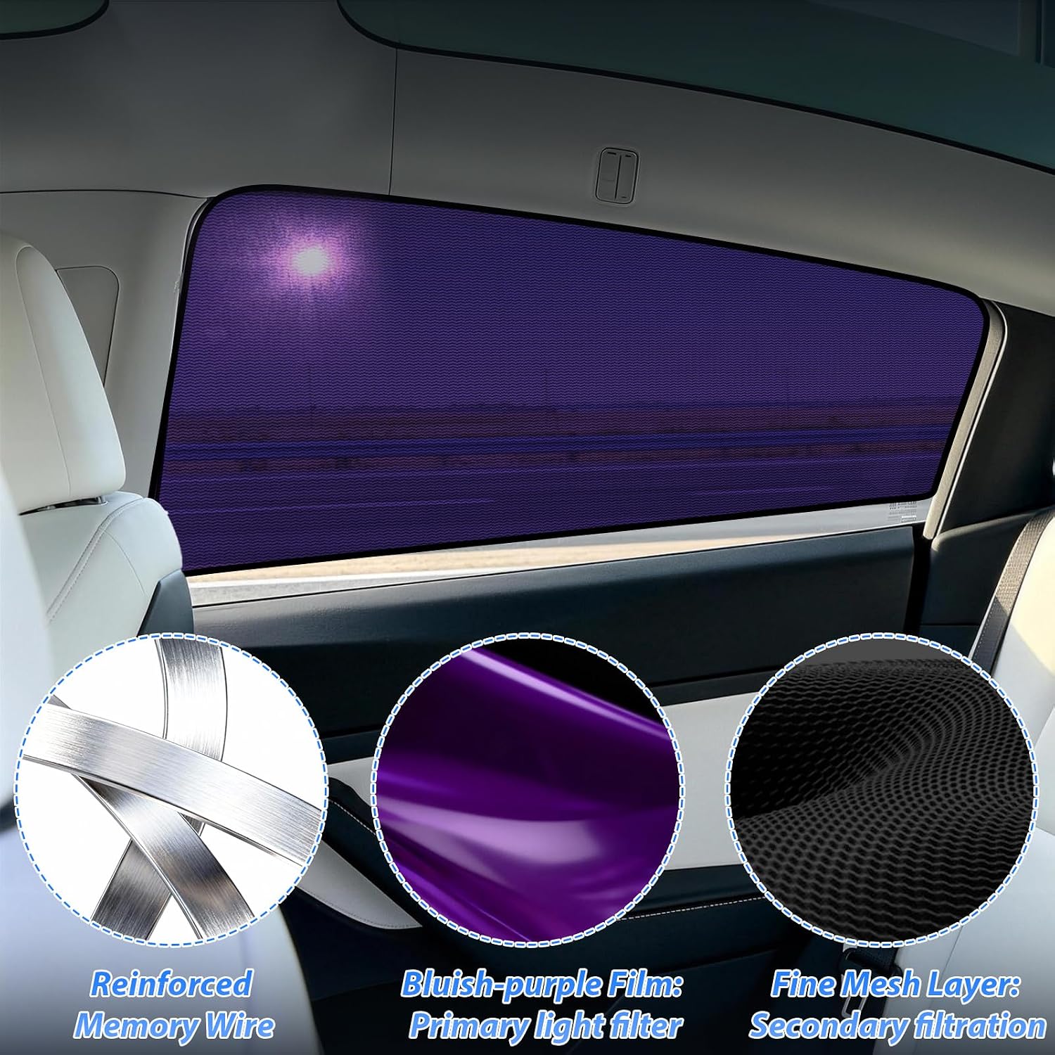 UV Blocker Front Rear Window Sunshade For Tesla Model 3/Y Juniper