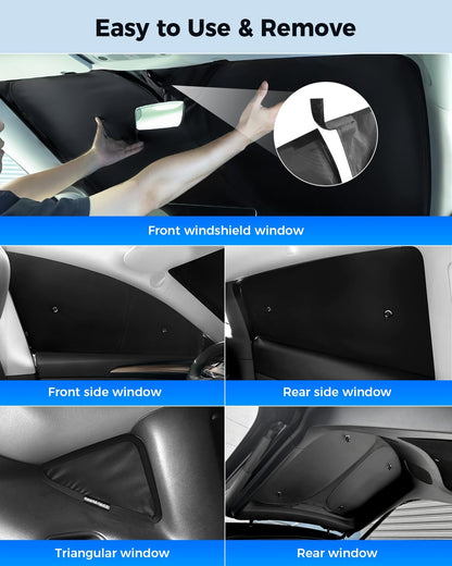 Privacy Thermal Insulated Full Sunshades Curtains for Tesla Model X