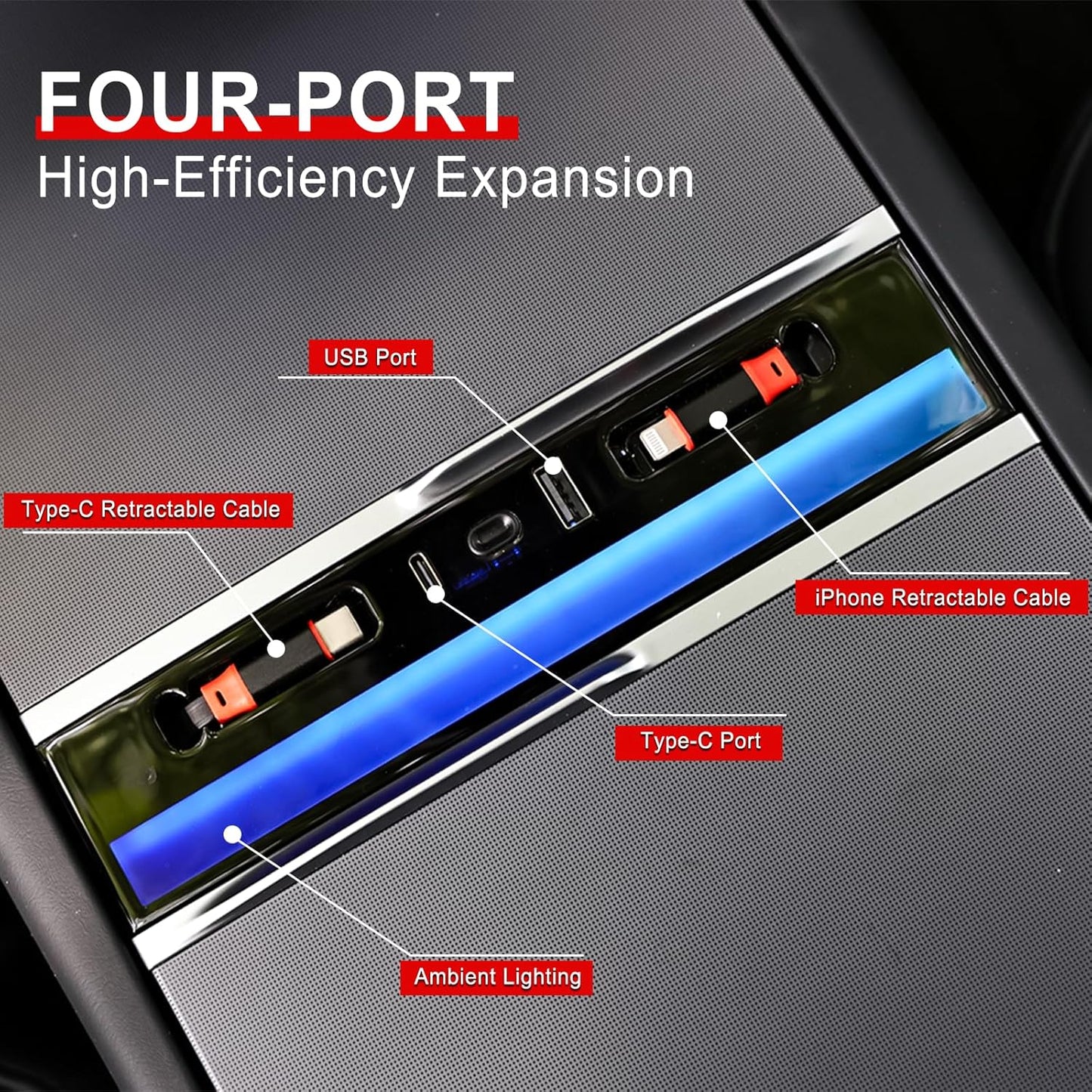 RGB USB Hub with Ambient Lighting for Model Y Juniper /3 Highland