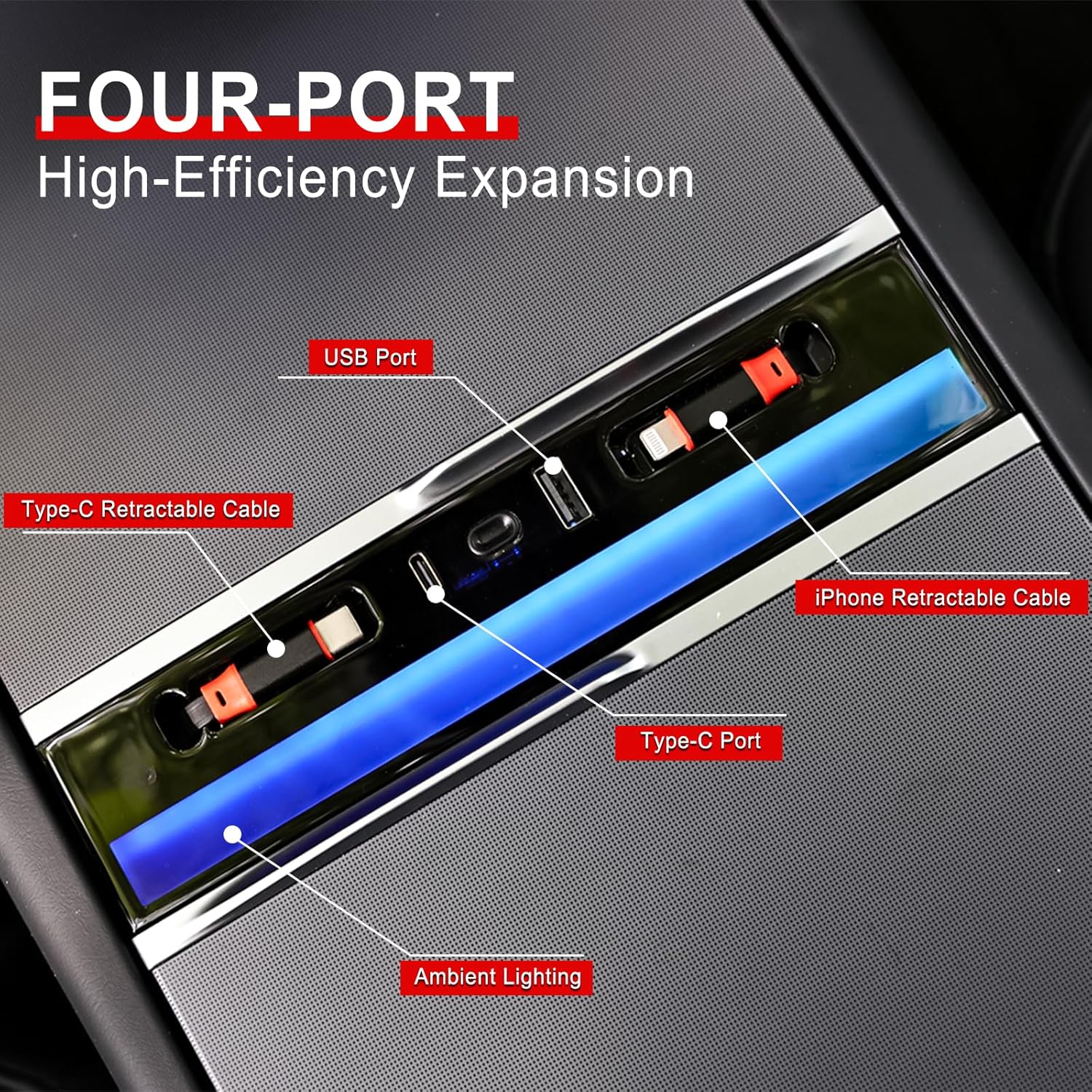 RGB USB Hub with Ambient Lighting for Model Y Juniper /3 Highland