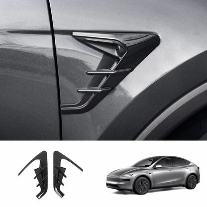 ABS Turn Signal & Camera Covers with Air Blades for Tesla Model Y Juniper 2025+ Glossy Black