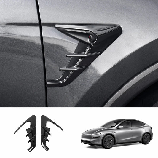 ABS Turn Signal & Camera Covers with Air Blades for Tesla Model Y Juniper 2025+ Glossy Black