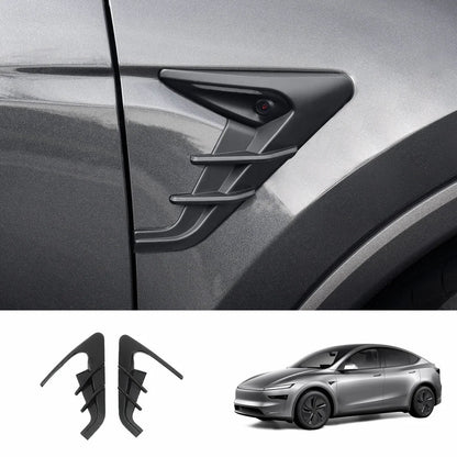 ABS Turn Signal & Camera Covers with Air Blades for Tesla Model Y Juniper 2025+ Matte Black
