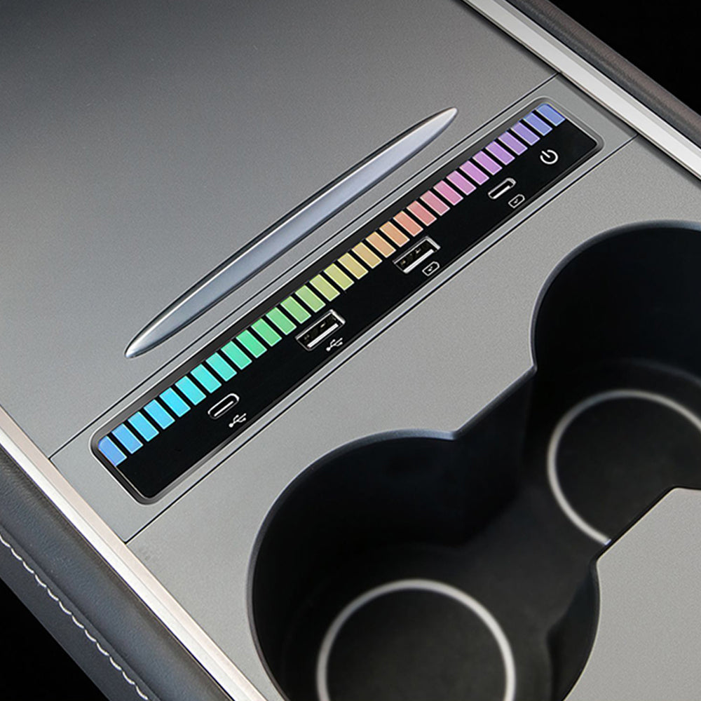 USB Hub Adapter With Ambient Light Voice Control Multiport Center Console Adapter For Tesla Model 3 /Y HUB Adapter with ambient light