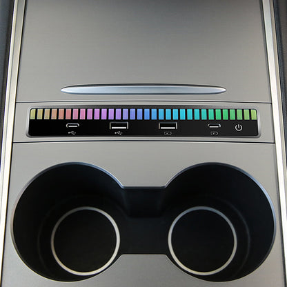 USB Hub Adapter With Ambient Light Voice Control Multiport Center Console Adapter For Tesla Model 3 /Y