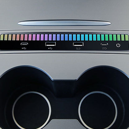 USB Hub Adapter With Ambient Light Voice Control Multiport Center Console Adapter For Tesla Model 3 /Y