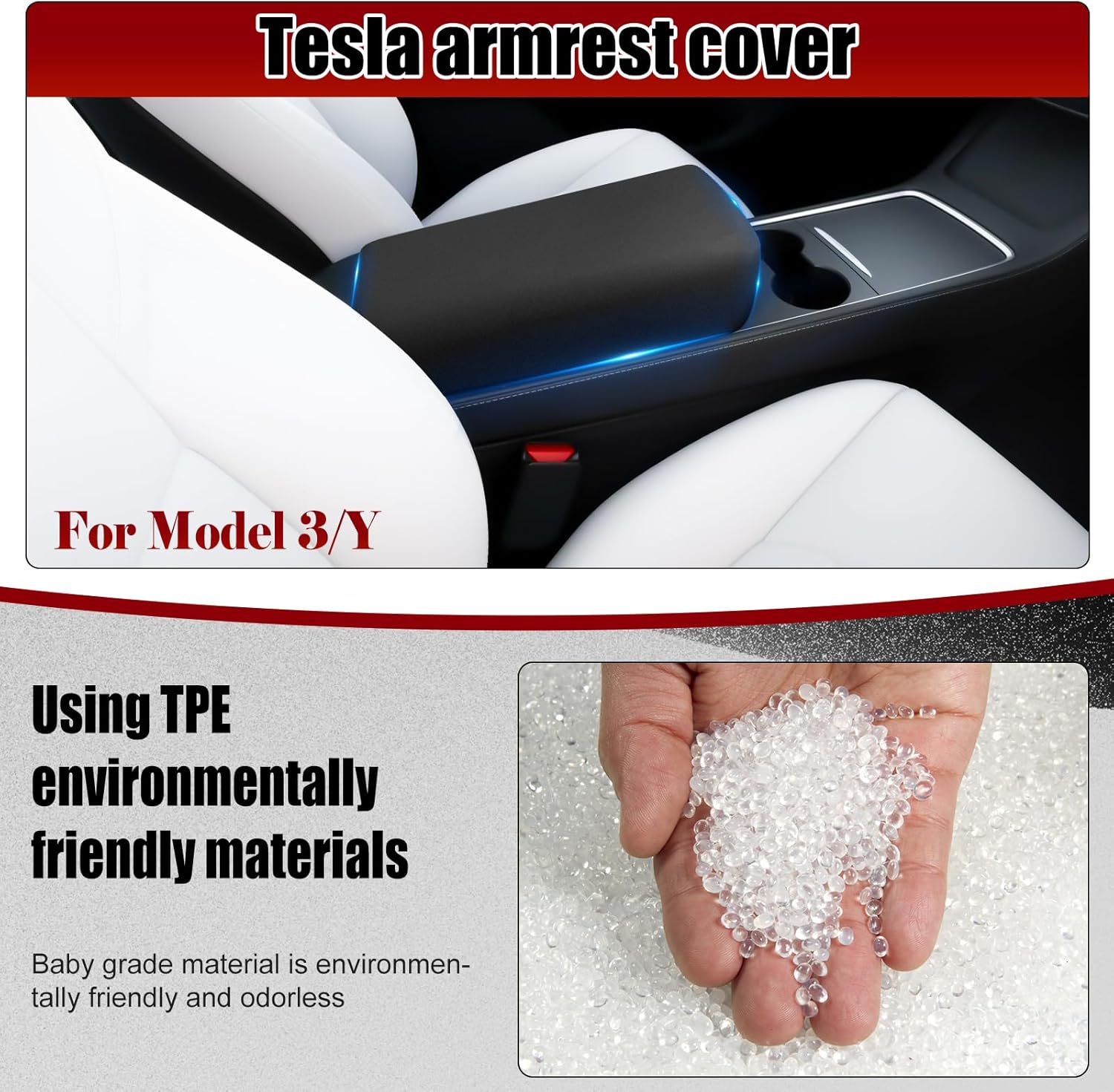 Waterproof Car Armrest Cover for Tesla Model 3/Y
