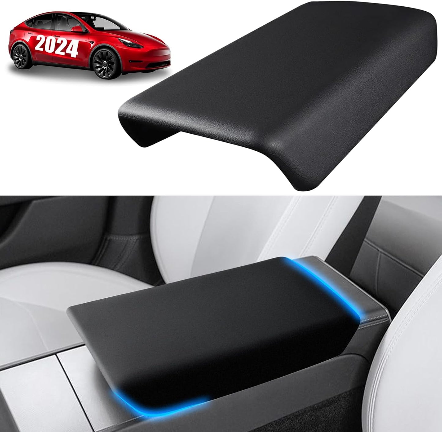 Waterproof Car Armrest Cover for Tesla Model 3/Y Black 2024