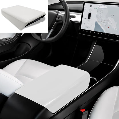 Waterproof Car Armrest Cover for Tesla Model 3/Y Metallic White