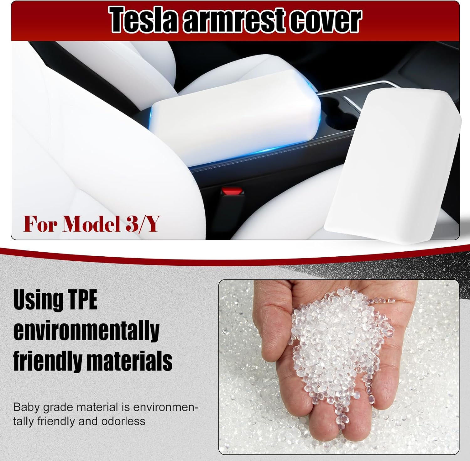 Waterproof Car Armrest Cover for Tesla Model 3/Y