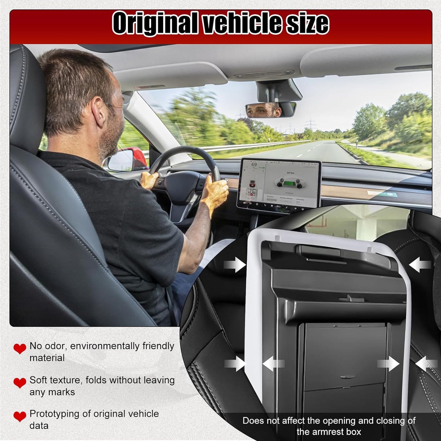 Waterproof Car Armrest Cover for Tesla Model 3/Y