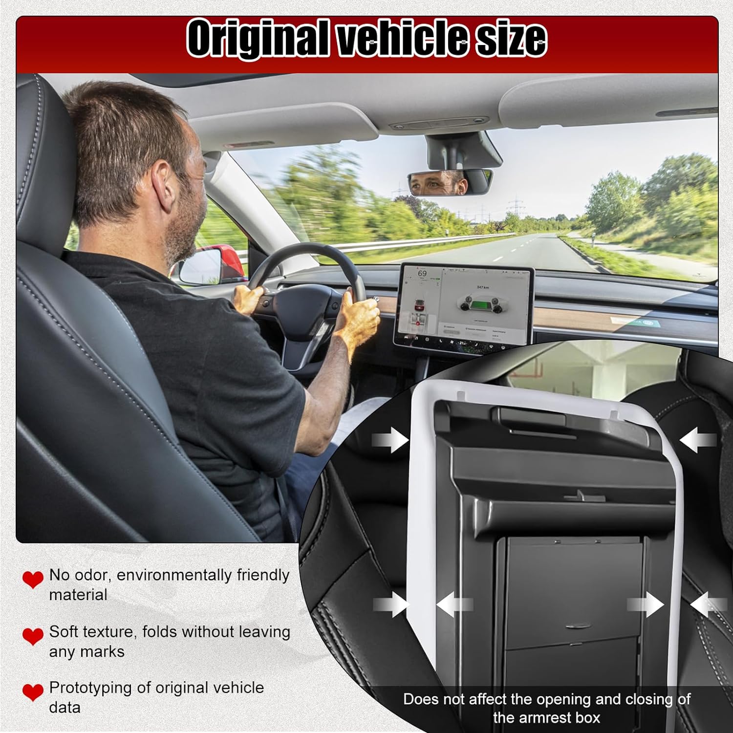 Waterproof Car Armrest Cover for Tesla Model 3/Y