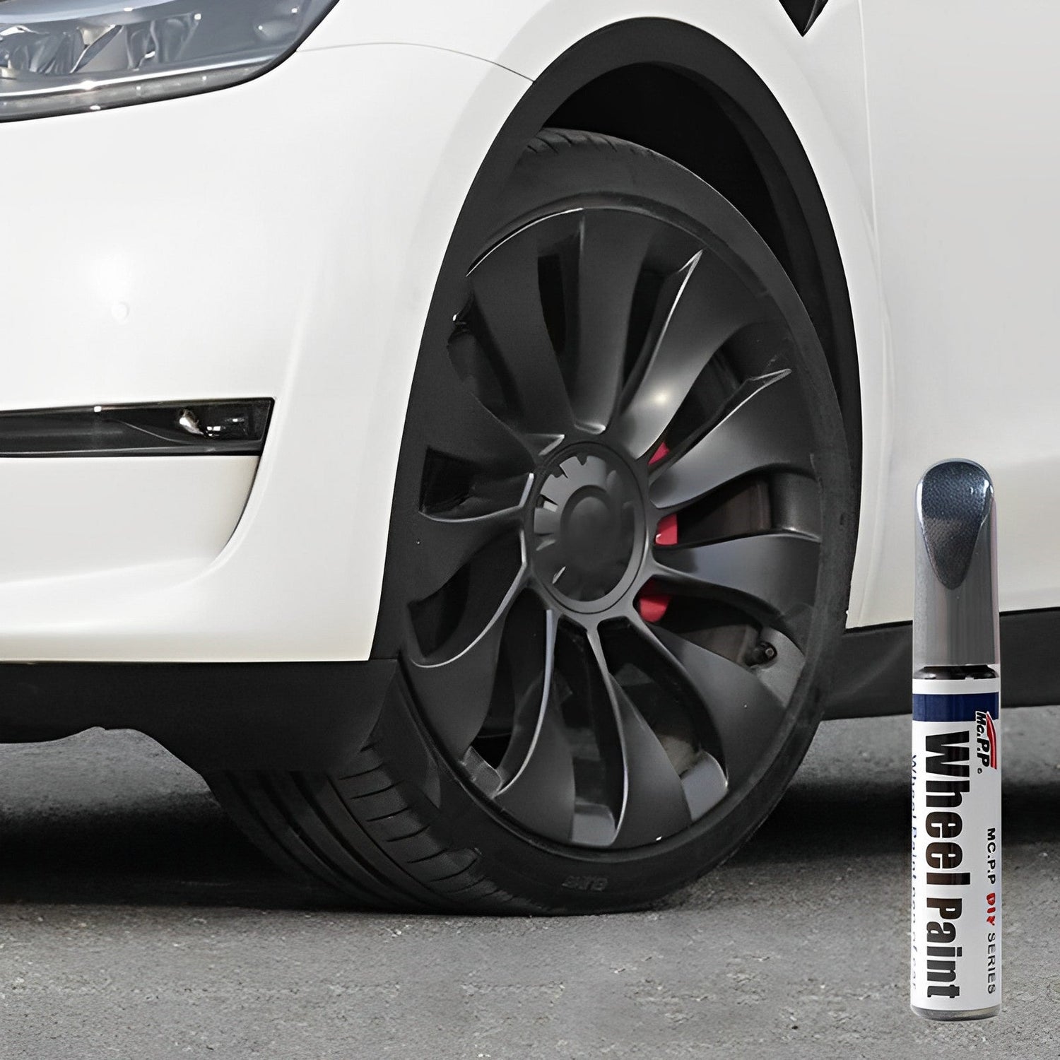 Wheel Rims Touch Up Paint for Tesla Model Y- DIY Curb Rash Repair Accessories Carbon Gray- fits 21'' Überturbine Wheels