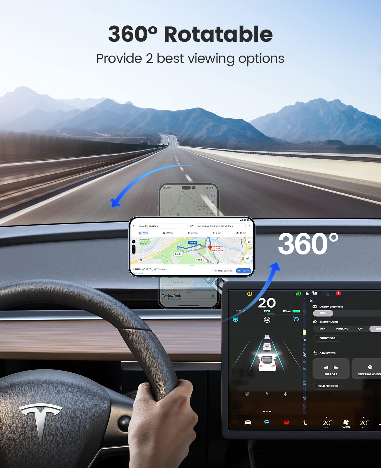 Wireless Magnetic Phone Mount for Tesla Model 3/Y/S/X